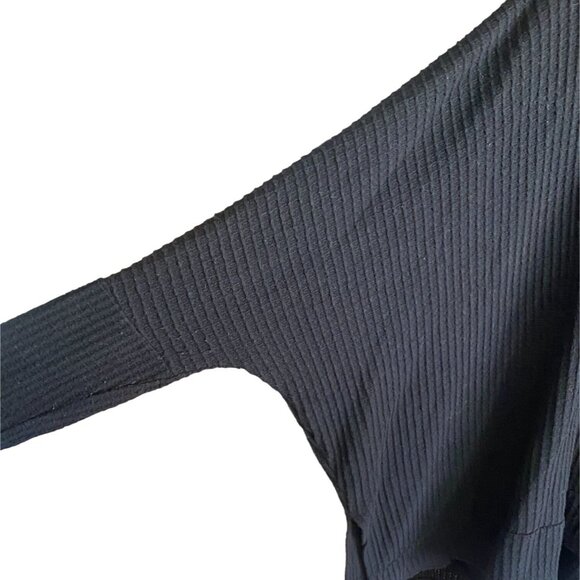 Cherish Boutique Womens Oversized Waffle Knit Batwing Blouse-Black-Size M - Picture 4 of 7